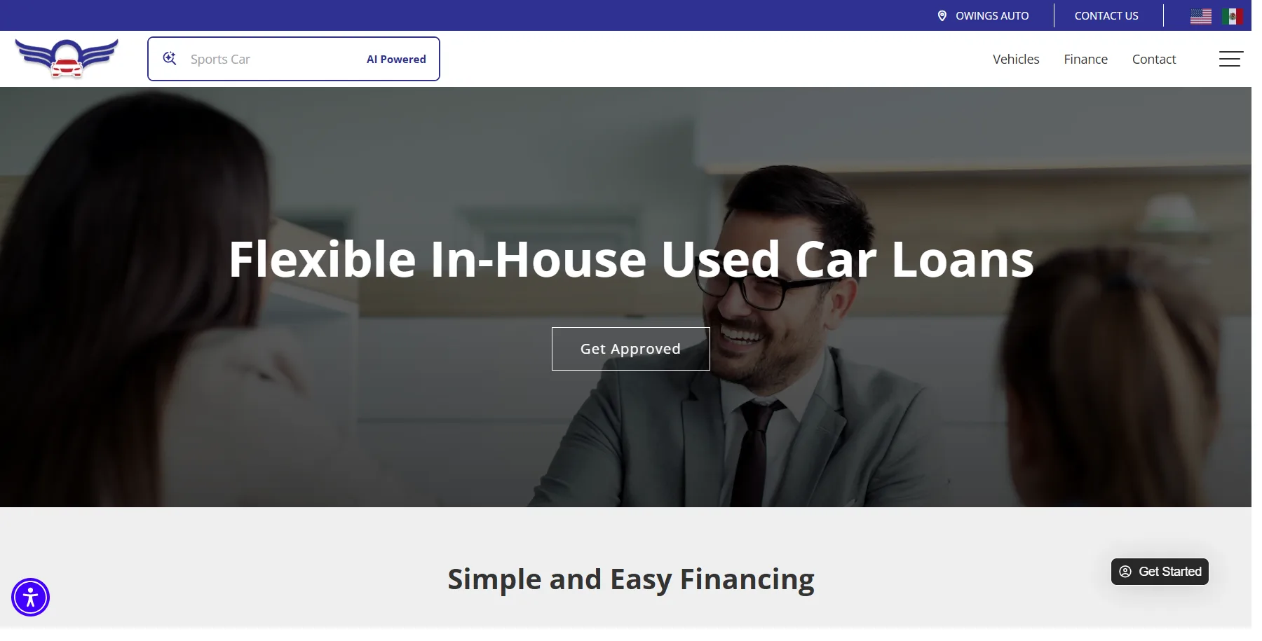 In-house used car financing on the Owings Auto website